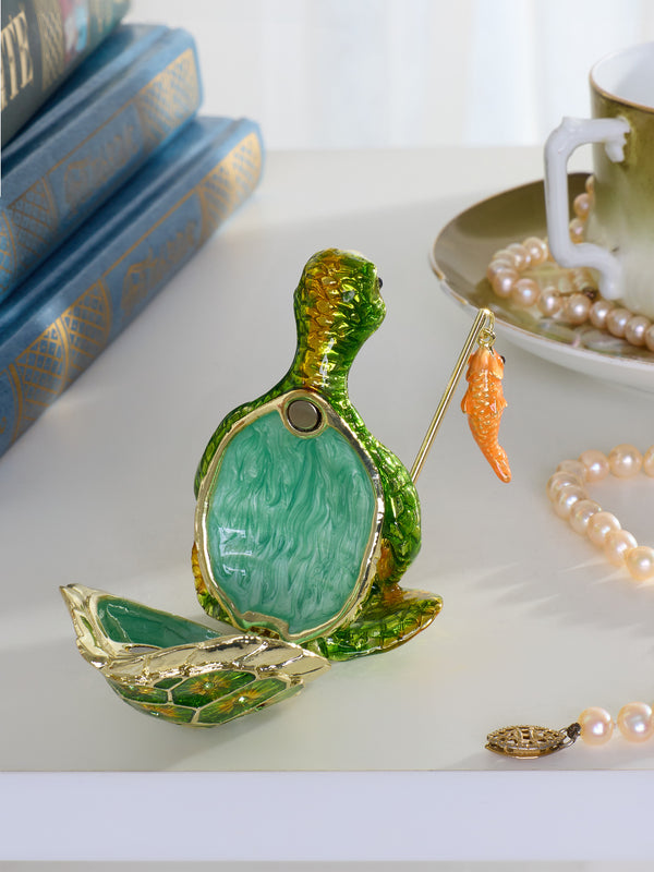 Turtle Fishing for a Goldfish Trinket Box