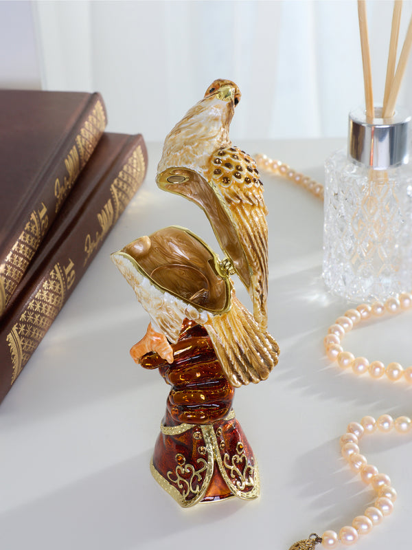 Majestic Eagle on Tree Trunk Trinket Box