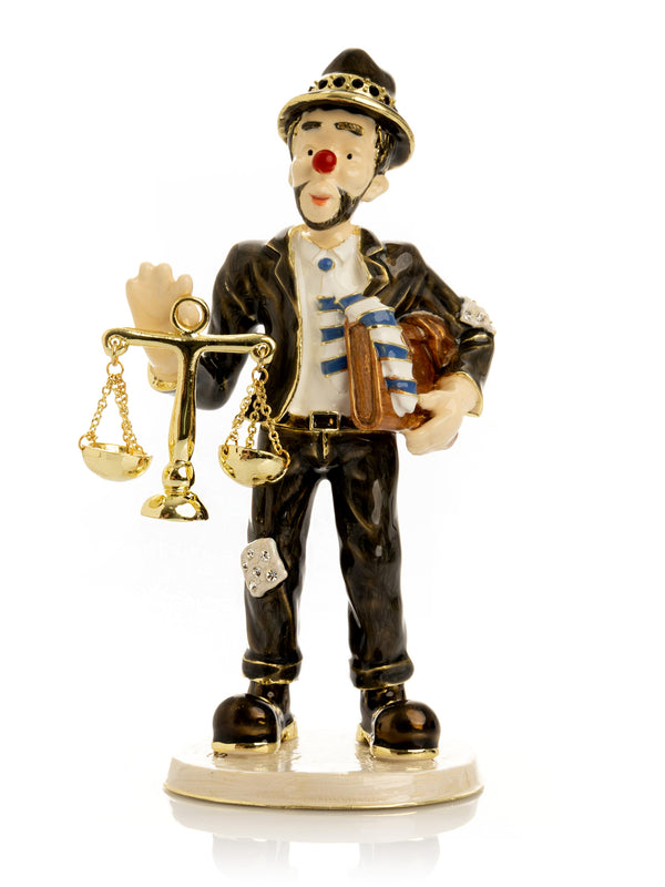 Clown Lawyer Trinket Box with Book & Scales of Justice