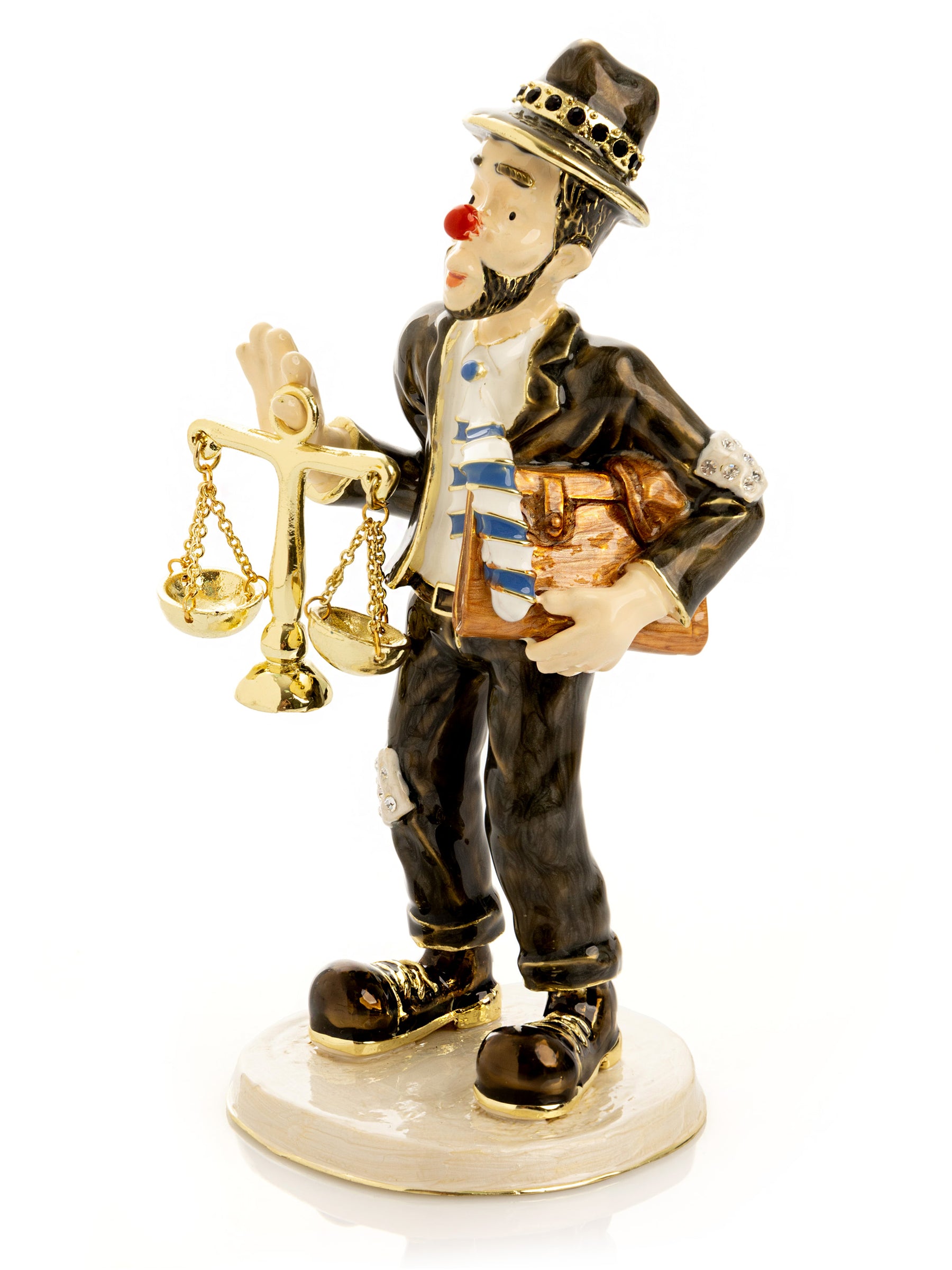 Keren Kopal Clown Lawyer Trinket Box with Book & Scales of Justice