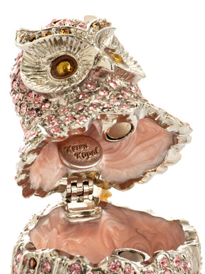 Keren Kopal Pink & Silver Crystal Owl on Amber Tree Branch Trinket Box