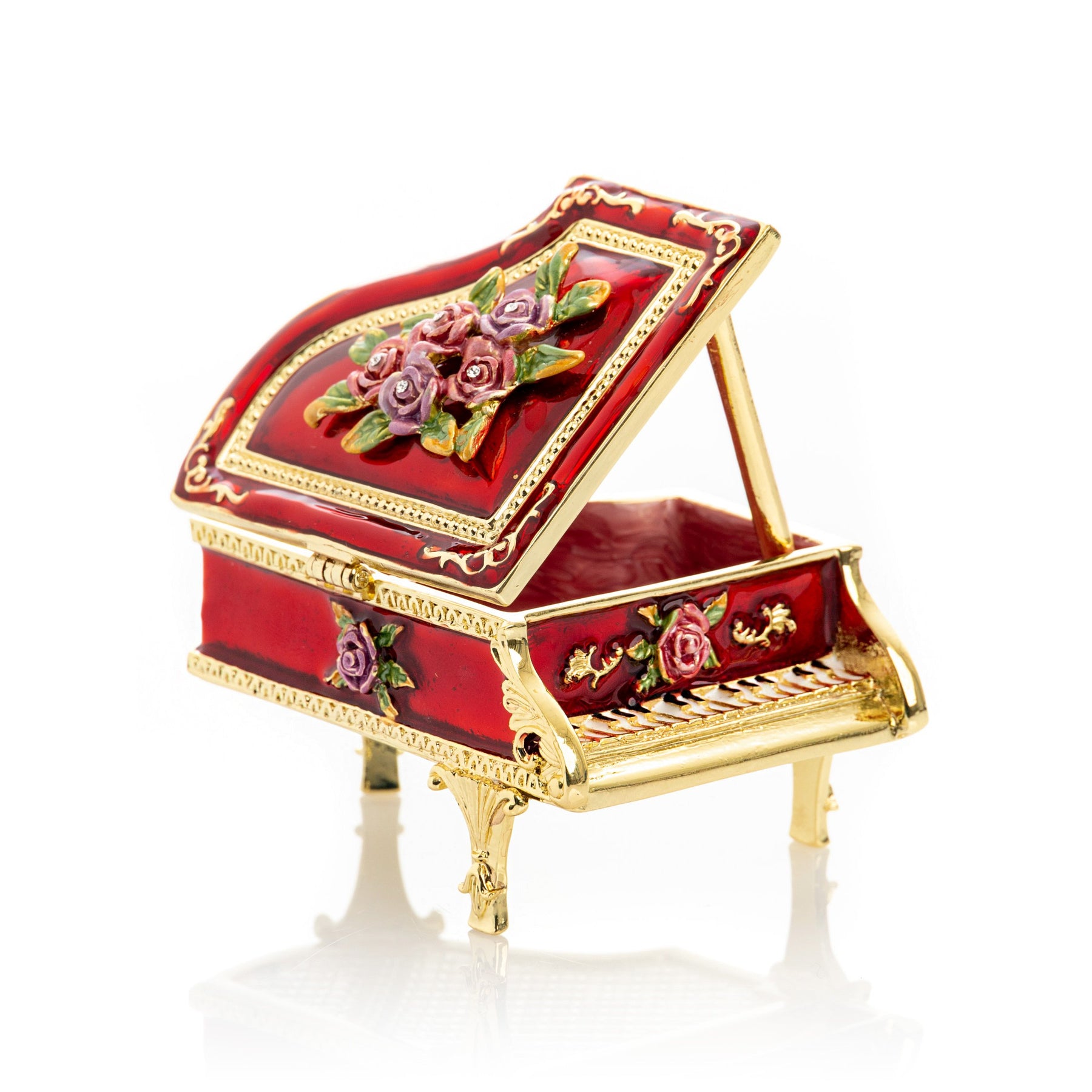 Red Piano with Flowers