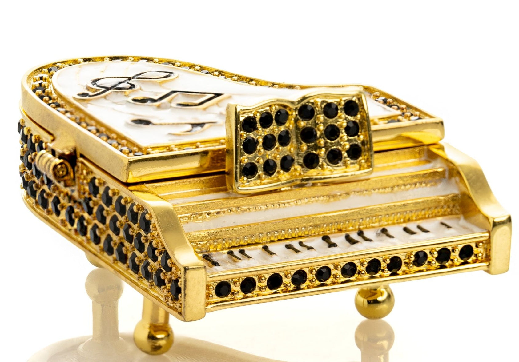Keren Kopal Golden White Piano with Black Crystals