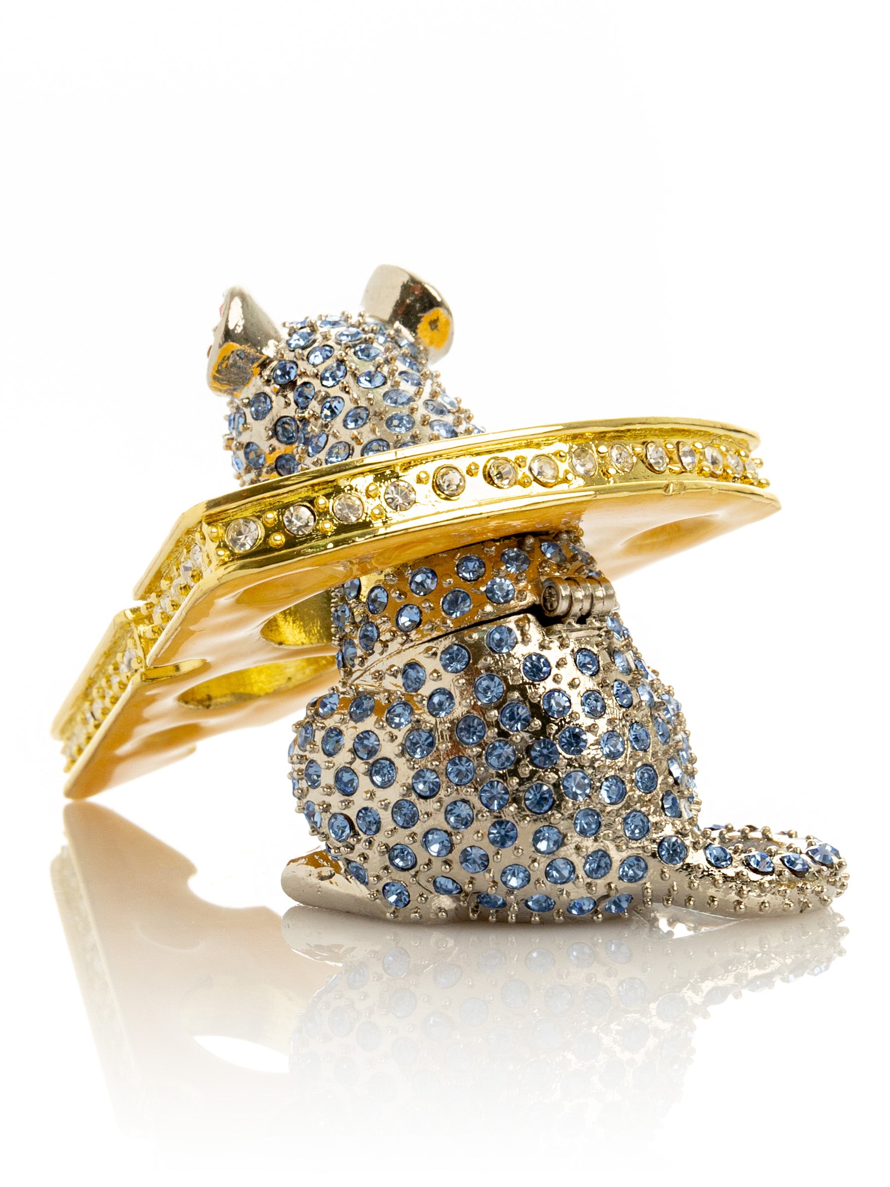 Keren Kopal Sparkling Mouse Peeking from Yellow Cheese Trinket Box