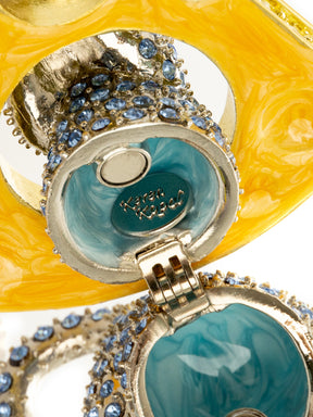 Keren Kopal Sparkling Mouse Peeking from Yellow Cheese Trinket Box