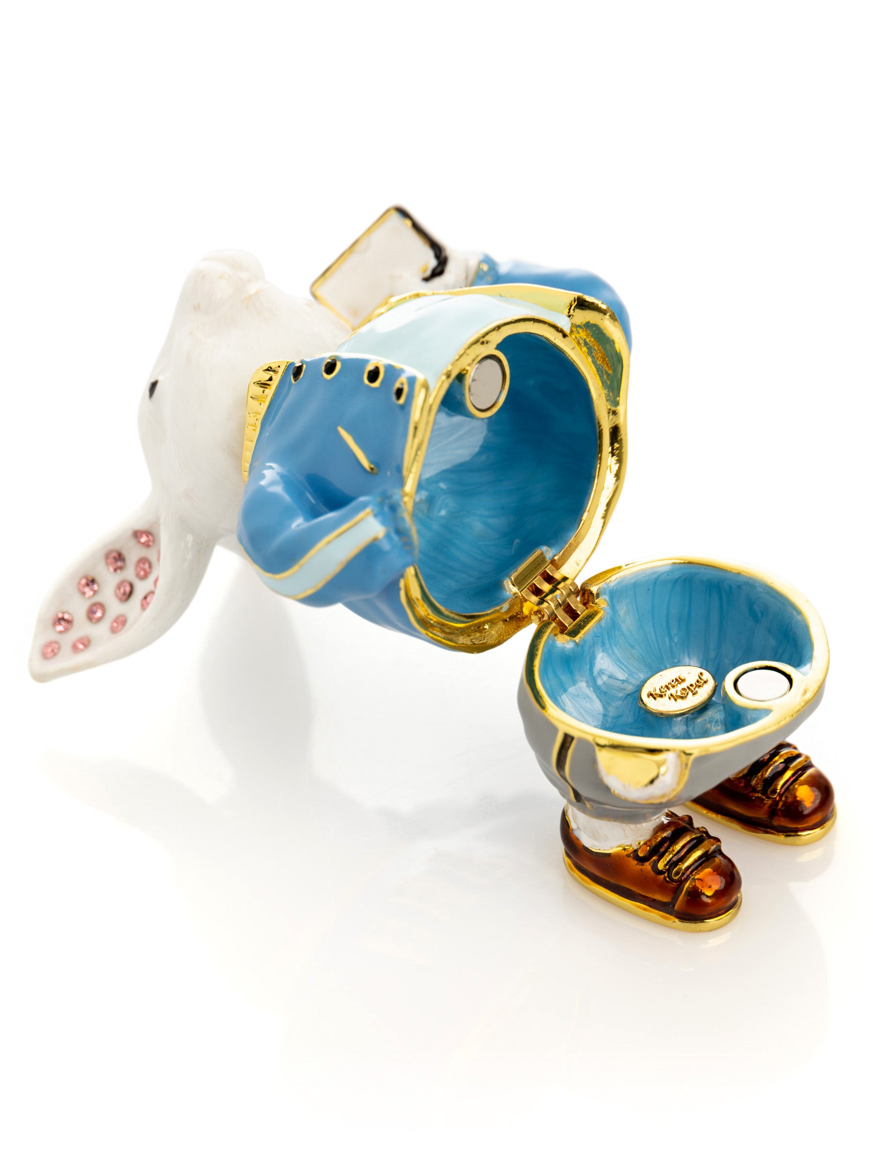 Keren Kopal Businessman Rabbit with Cellphone Trinket Box