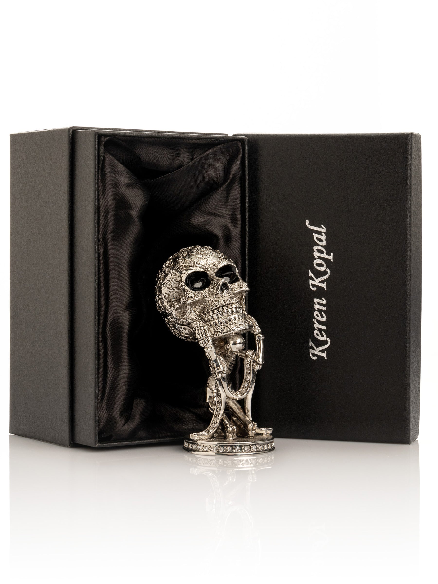 Keren Kopal Silver Skeleton holding Skull