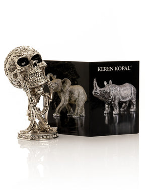 Keren Kopal Silver Skeleton holding Skull