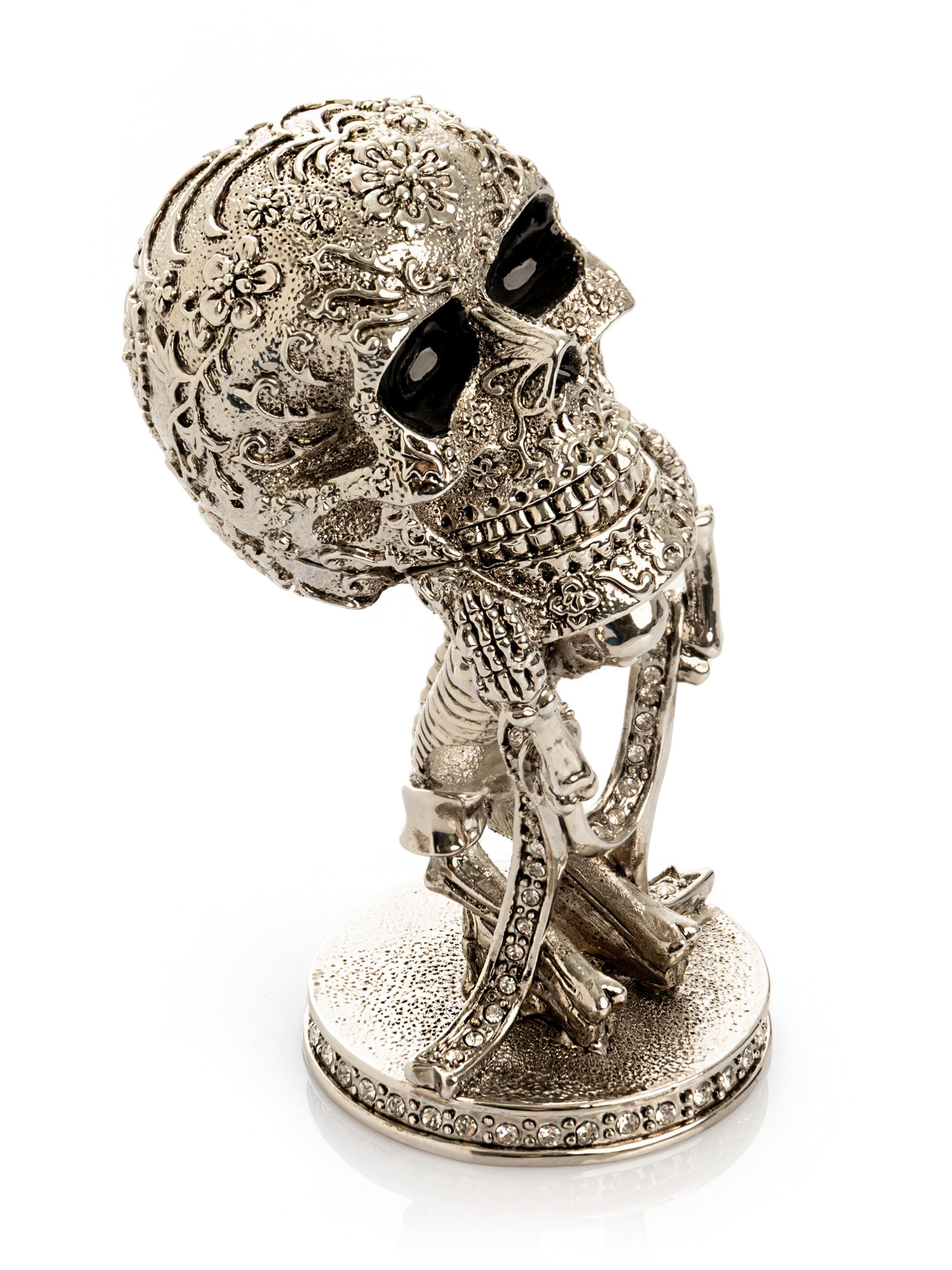 Keren Kopal Silver Skeleton holding Skull