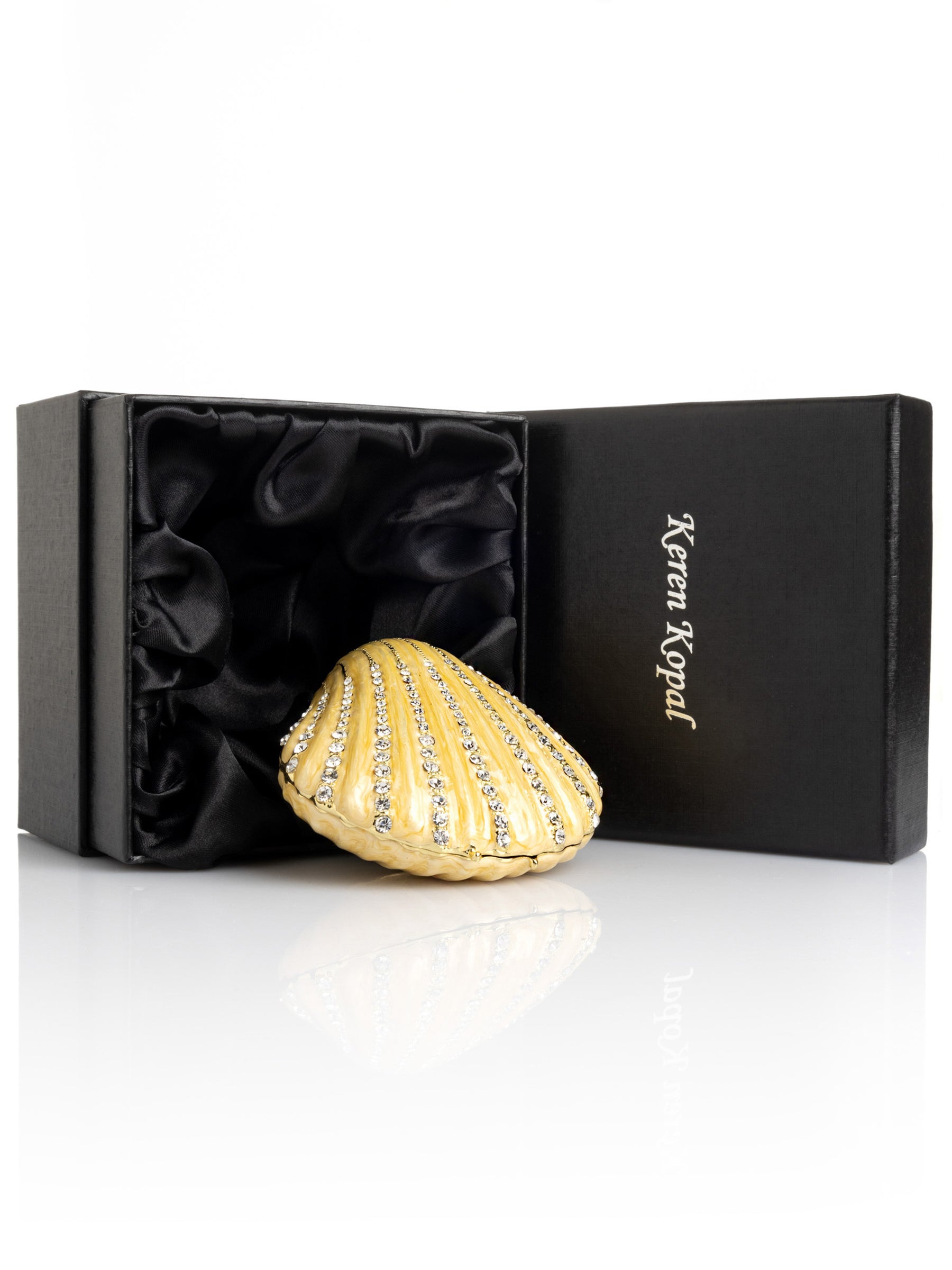 Golden Sea Shell with Crystals Trinket Box