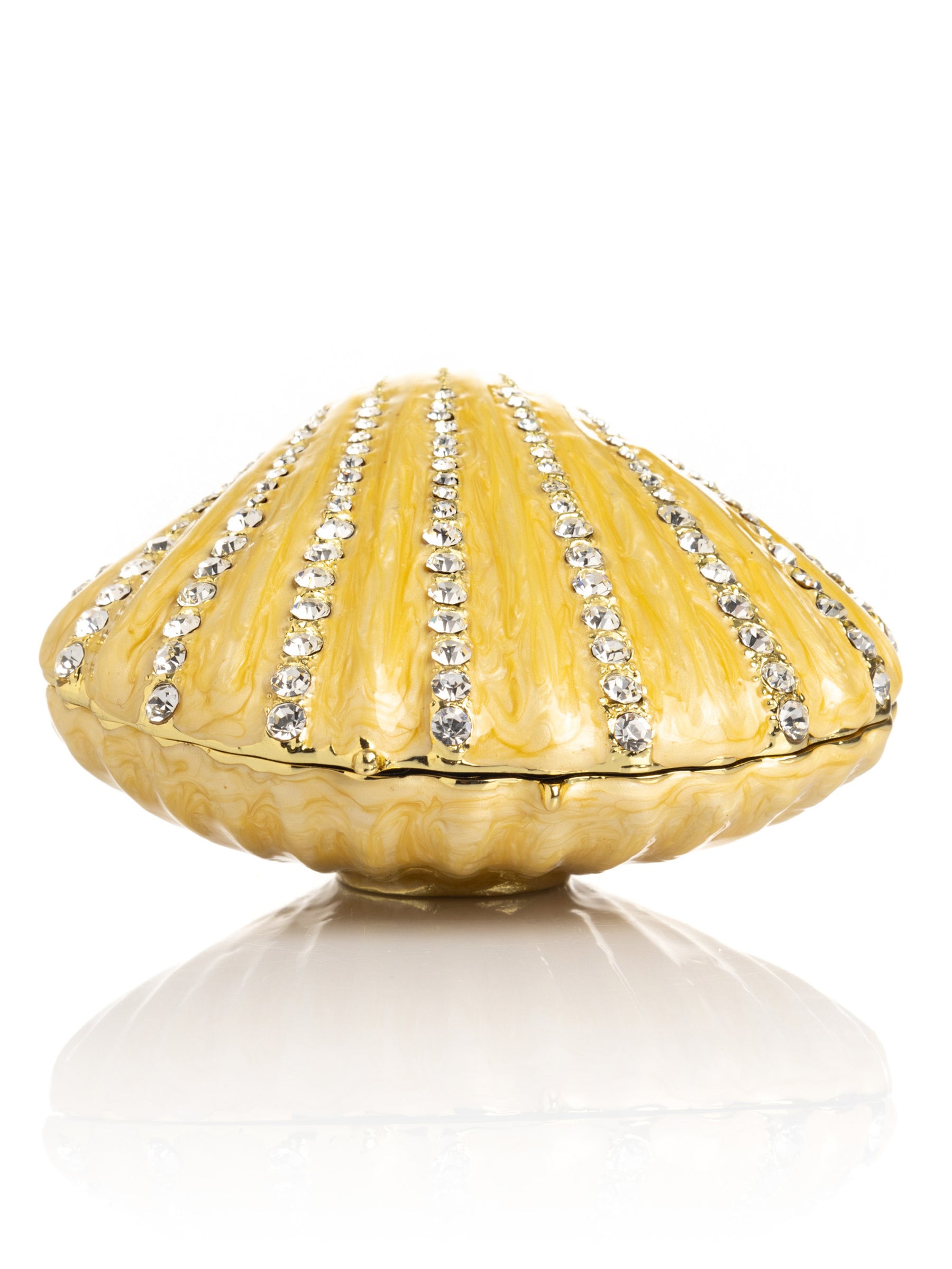 Golden Sea Shell with Crystals Trinket Box