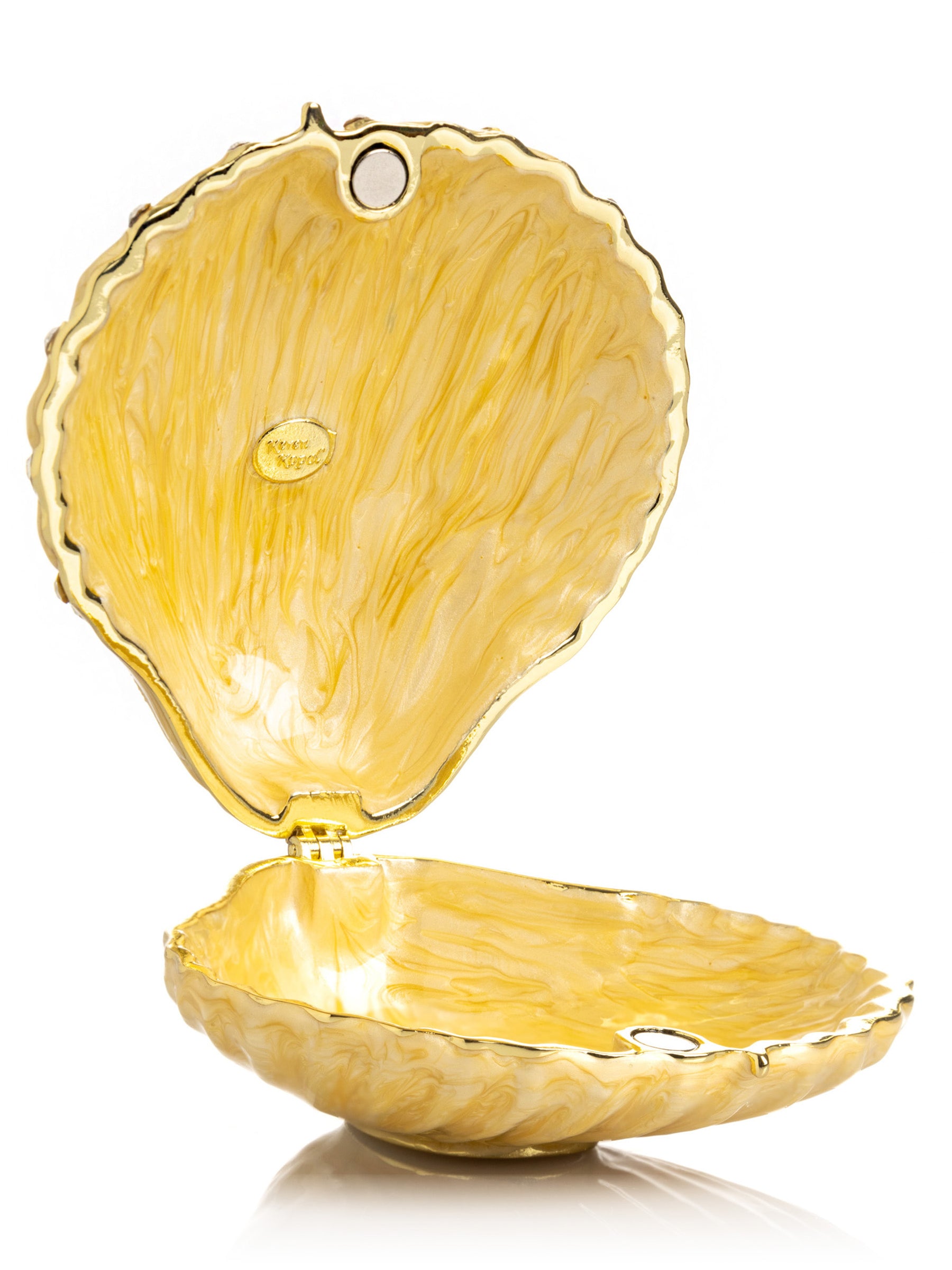 Golden Sea Shell with Crystals Trinket Box