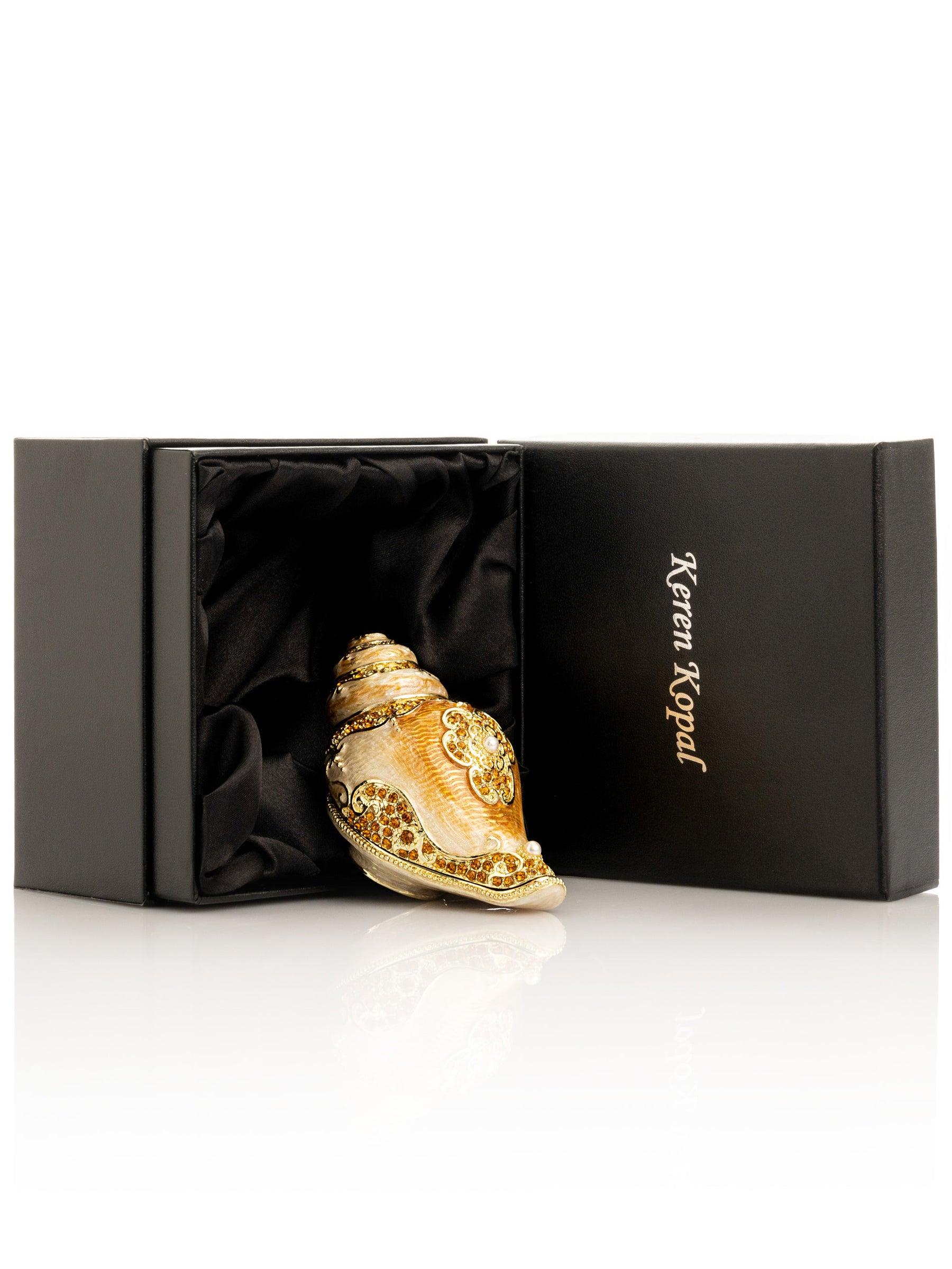 Keren Kopal Elegant Gold & Crystal Seashell Trinket Box
