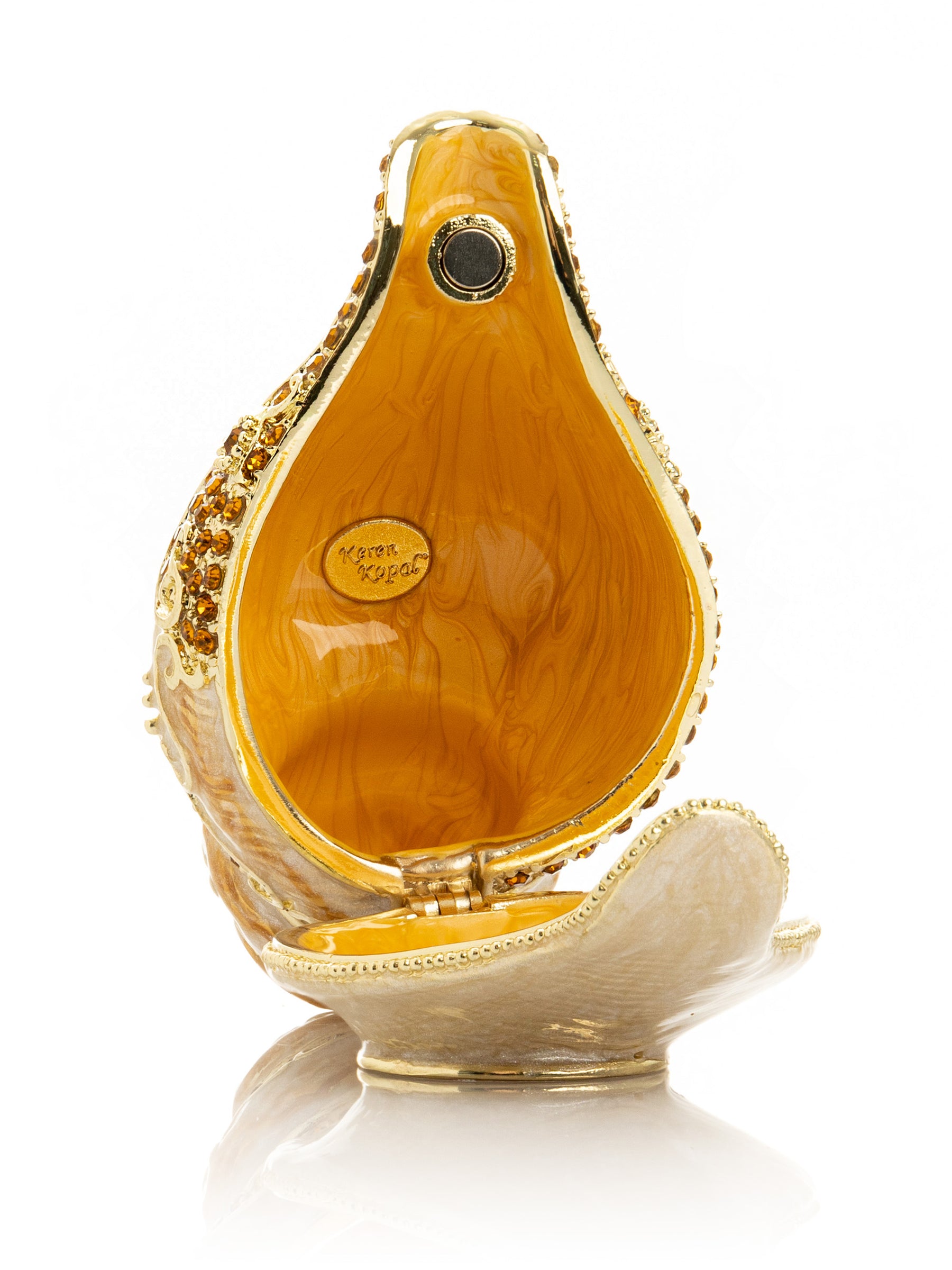 Keren Kopal Elegant Gold & Crystal Seashell Trinket Box