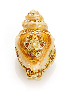 Keren Kopal Elegant Gold & Crystal Seashell Trinket Box