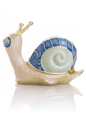 Keren Kopal Gold & Blue Jeweled Snail Trinket Box
