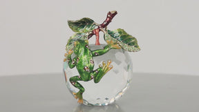 Crystal Apple with a Green Frog on it