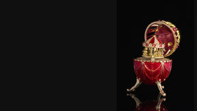 Red Faberge Egg with Horse Carousel Surprise Inside