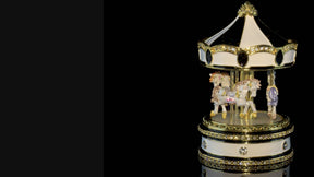 Black Musical Carousel with Spinning Royal Horses