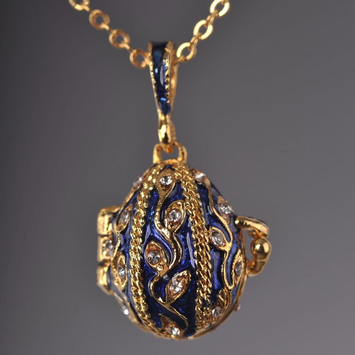 Blue Faberge Easter Egg Necklace