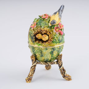 Bird Nest Faberge Style Egg with a Perl on Top