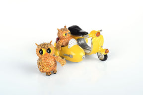 Brown Owl & Owlet Yellow bike with sidecar Limited edition 1 of 250