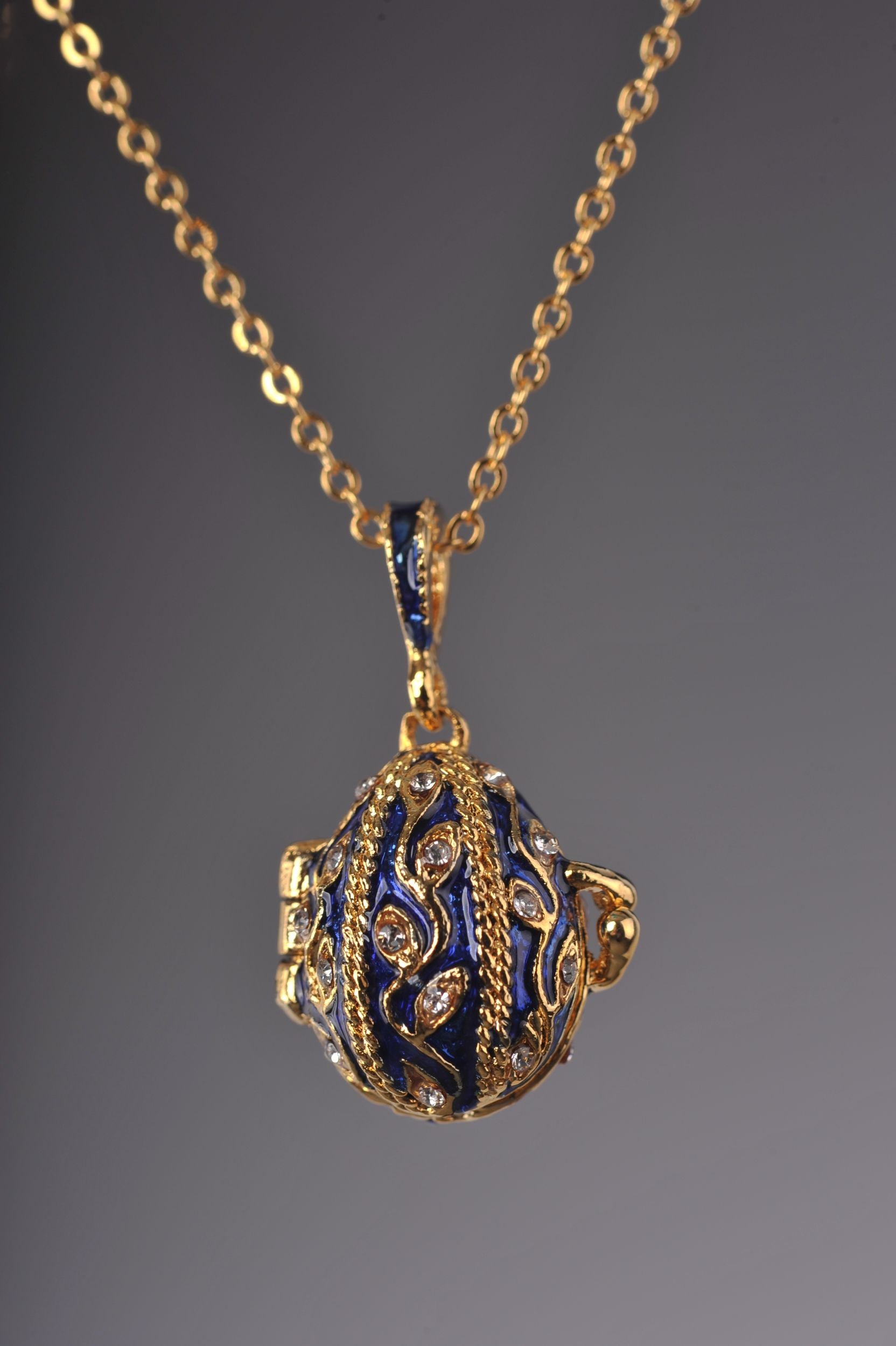 Blue Faberge Easter Egg Necklace