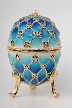 Blue Faberge Egg with Gold Clock