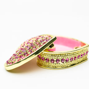 Golden Pink Heart Decorative Box