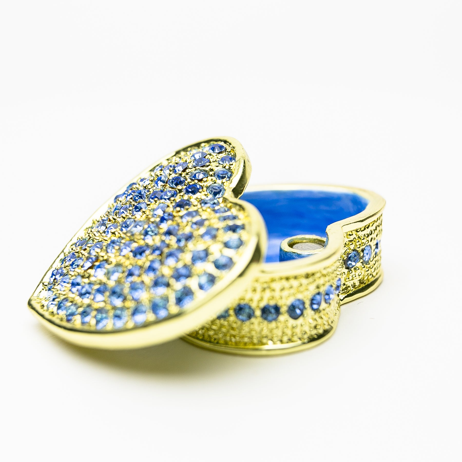 Golden Blue Heart Decorative Box