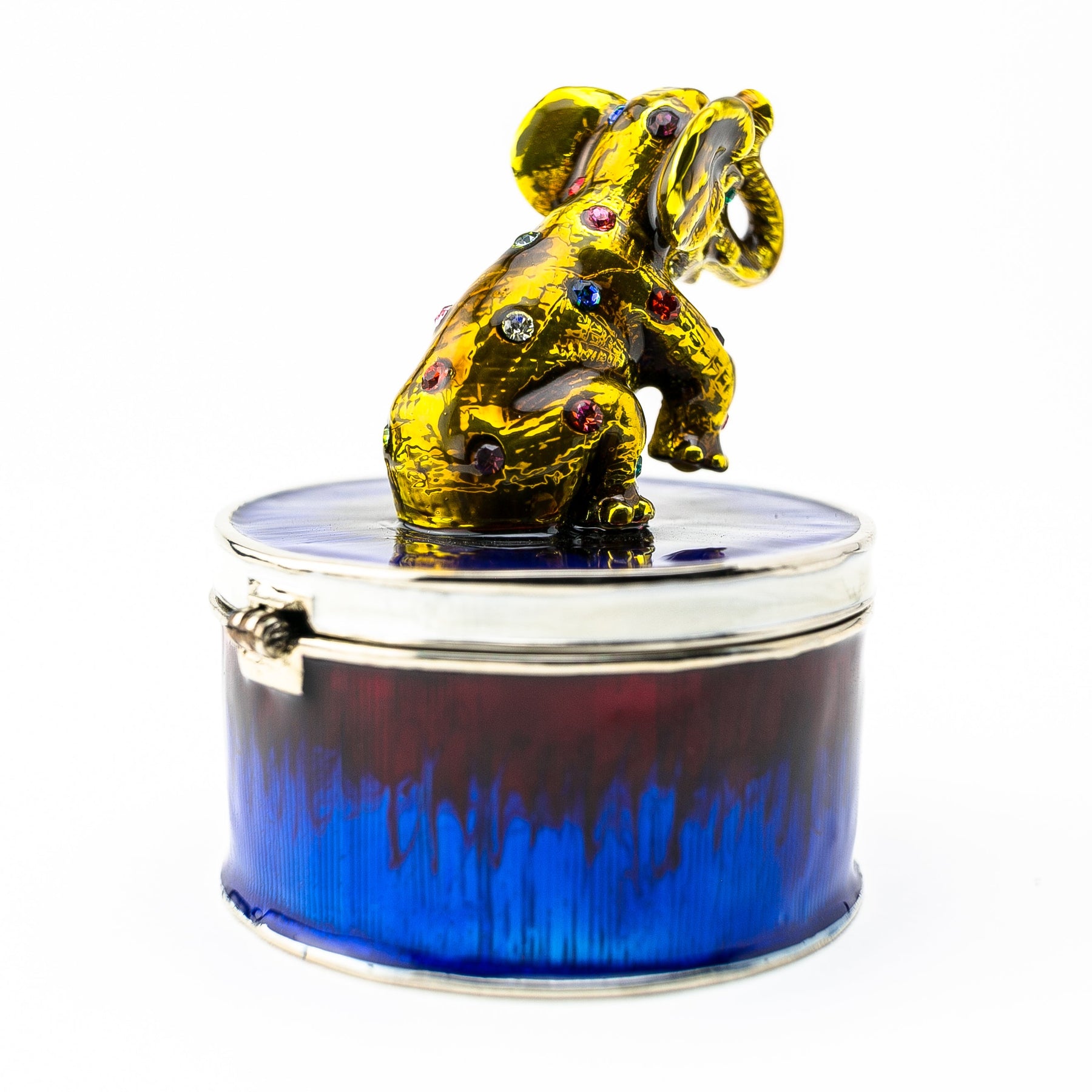 Gold Elephant on Blue Trinket Box