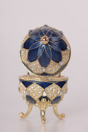 Blue Faberge Egg with Egg Pendant Inside