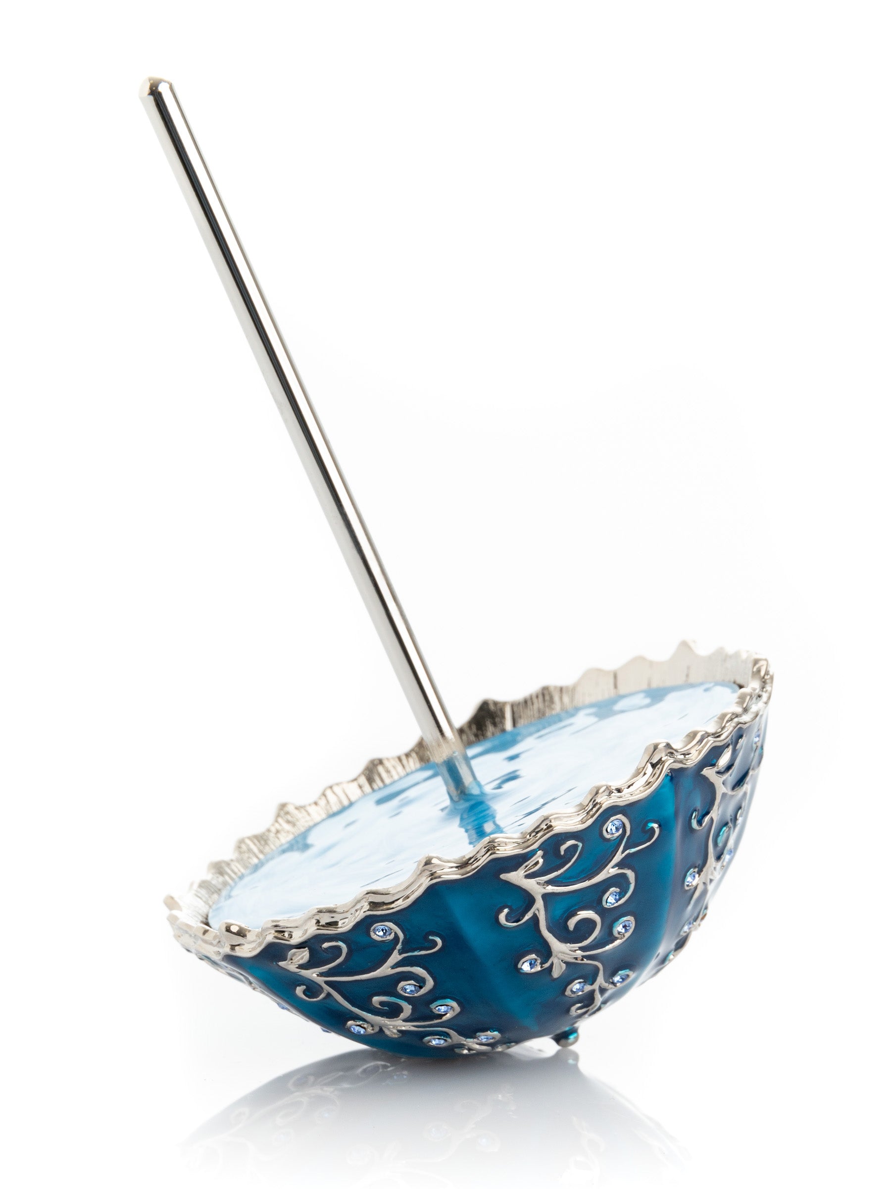 Blue Umbrella Trinket Box Handmade with Swarovski Crystals