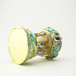 Blue Wind up Horse Carousel Faberge Egg Carousel music box Keren Kopal