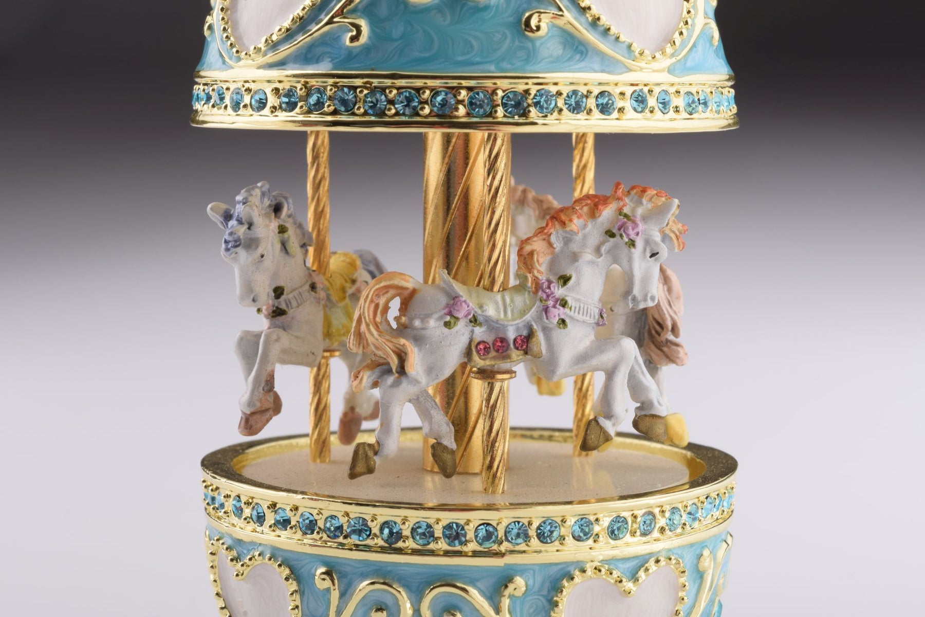 Teal Wind up Musical Carousel Carousel music box Keren Kopal