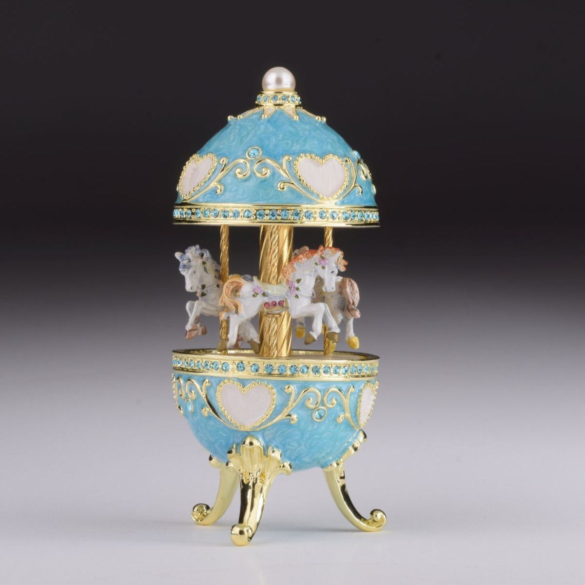 Teal Wind up Musical Carousel Carousel music box Keren Kopal