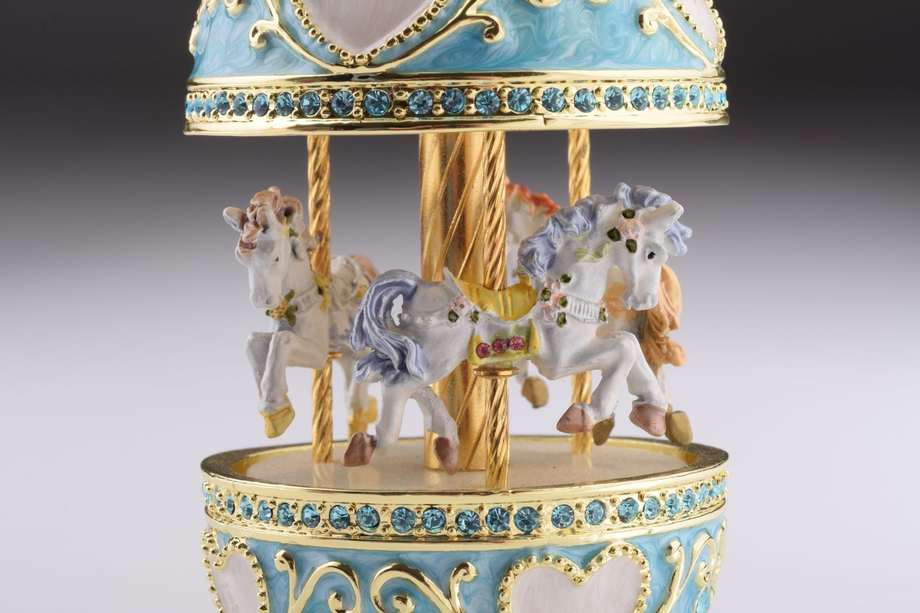 Teal Wind up Musical Carousel Carousel music box Keren Kopal