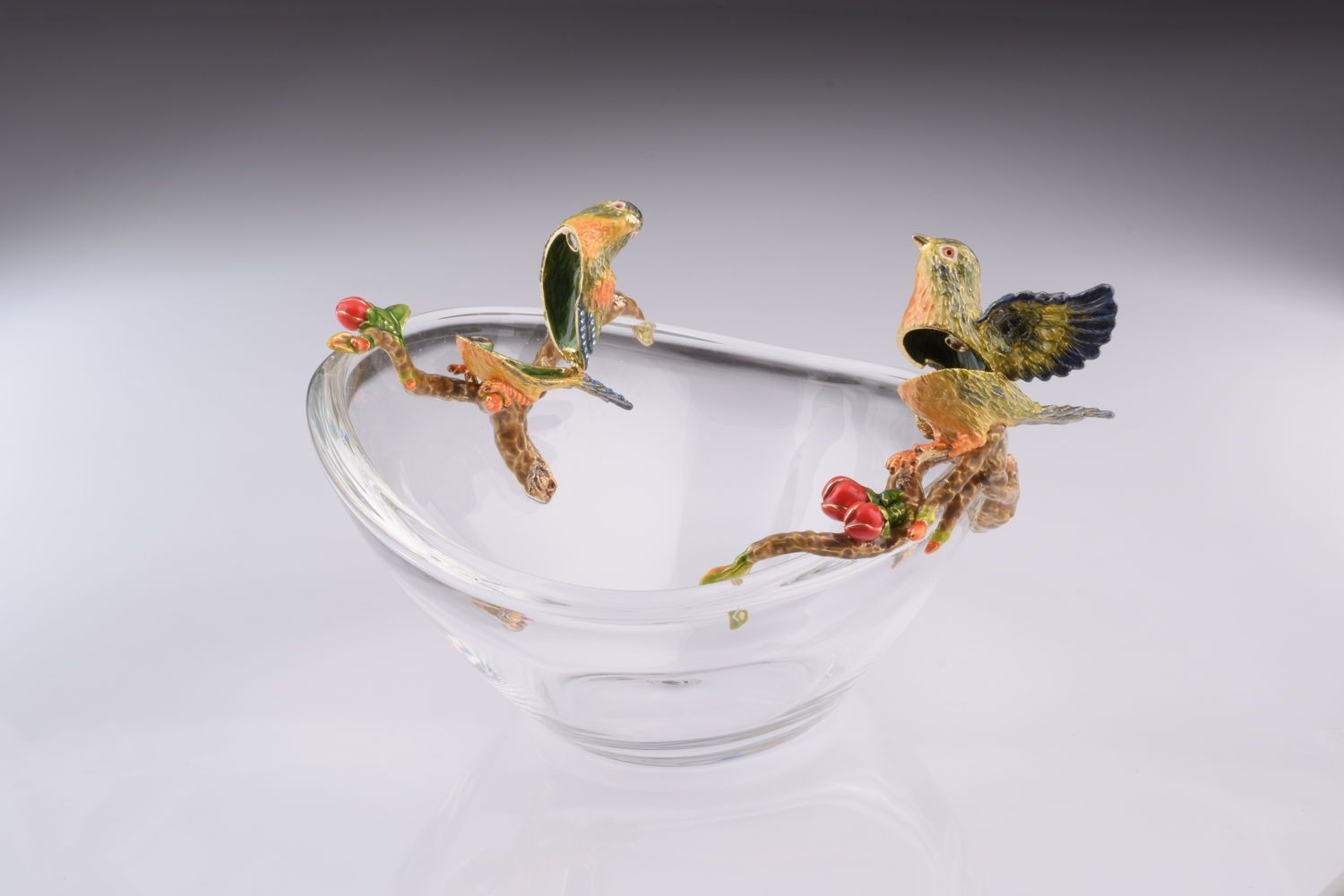 Keren Kopal Colorful Birds on Glass Plate