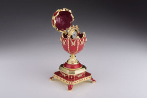 Red Faberge Egg with Clock Inside