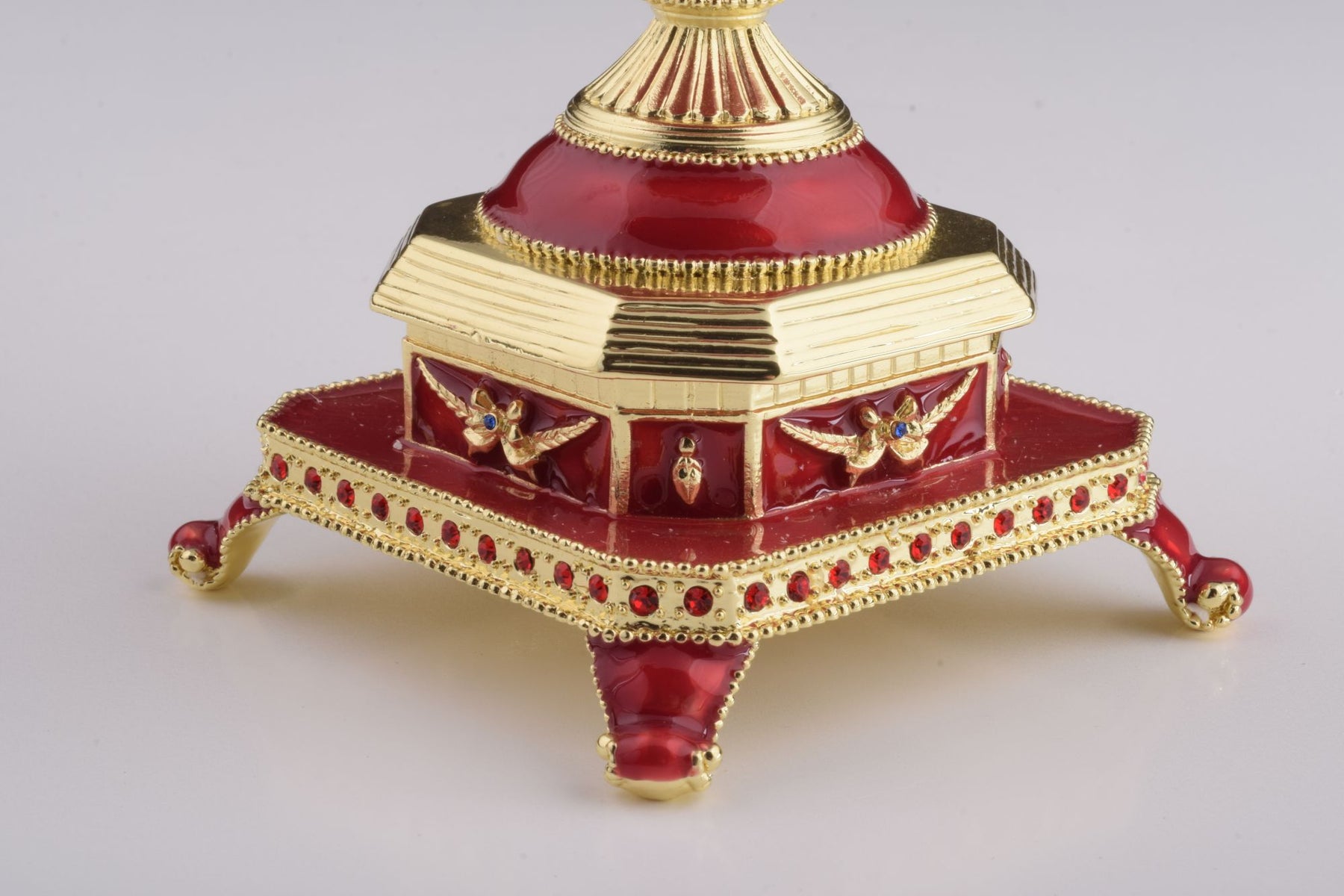 Red Faberge Egg with Clock Inside