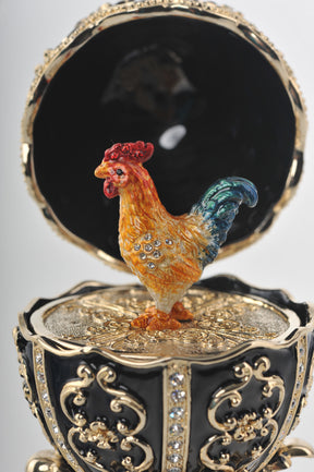 Black Faberge Egg with a Chicken Inside