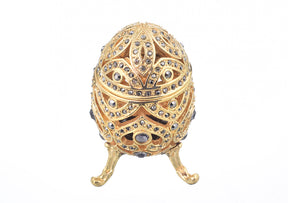 Gold Faberge Egg with Blue Crystals