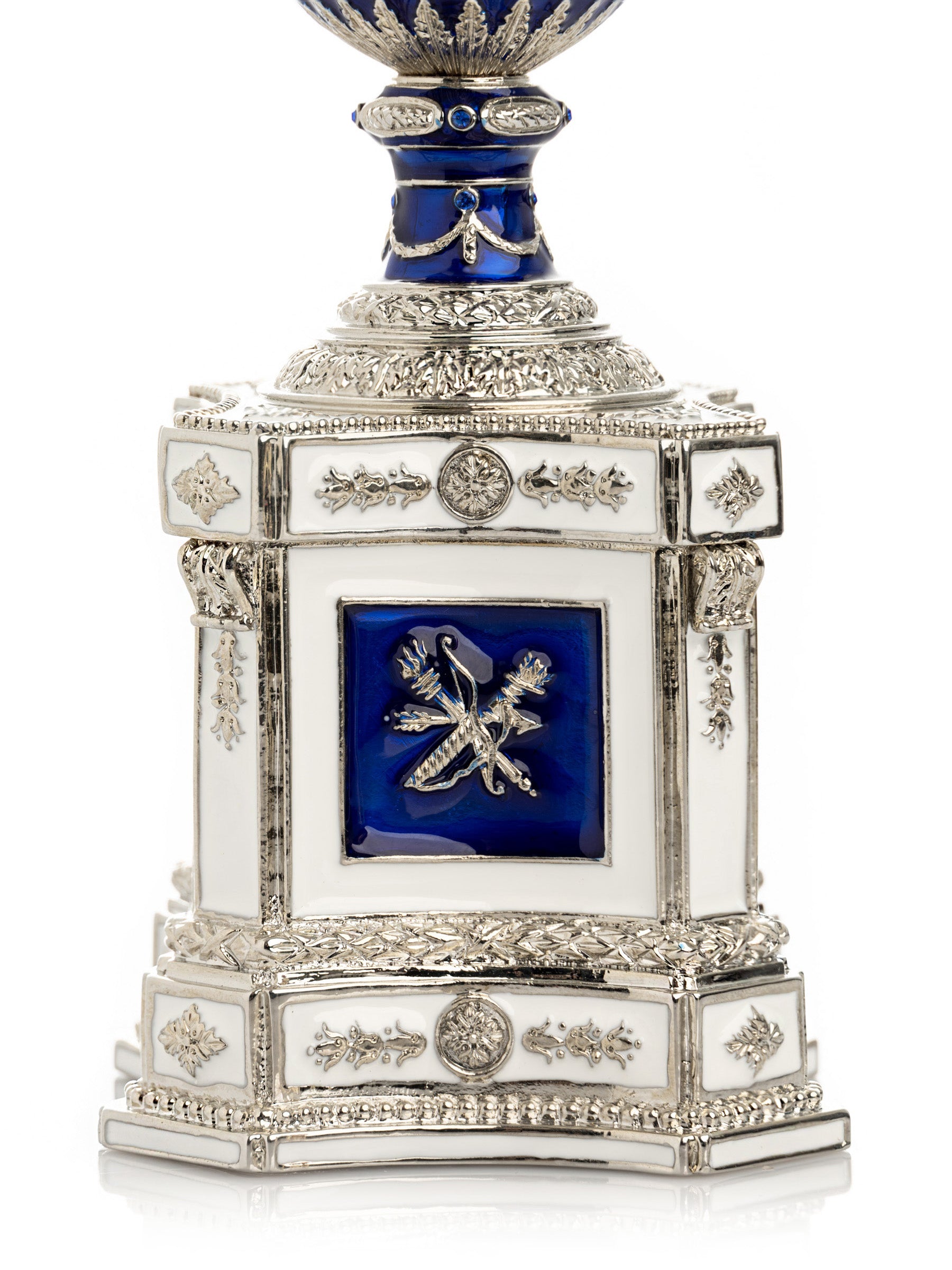 Blue Faberge Egg with a Pearl and a Clock