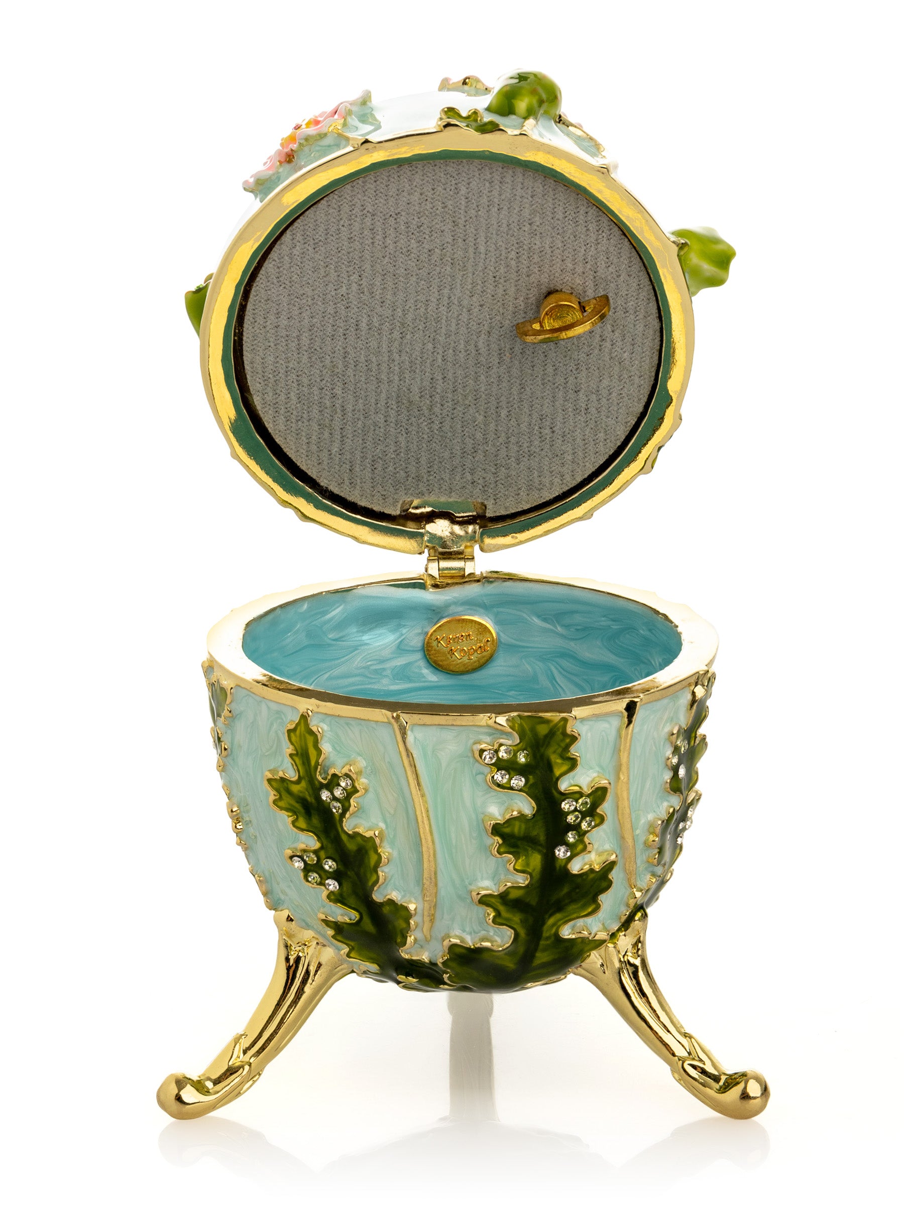 Turquoise Faberge Egg with Flowers