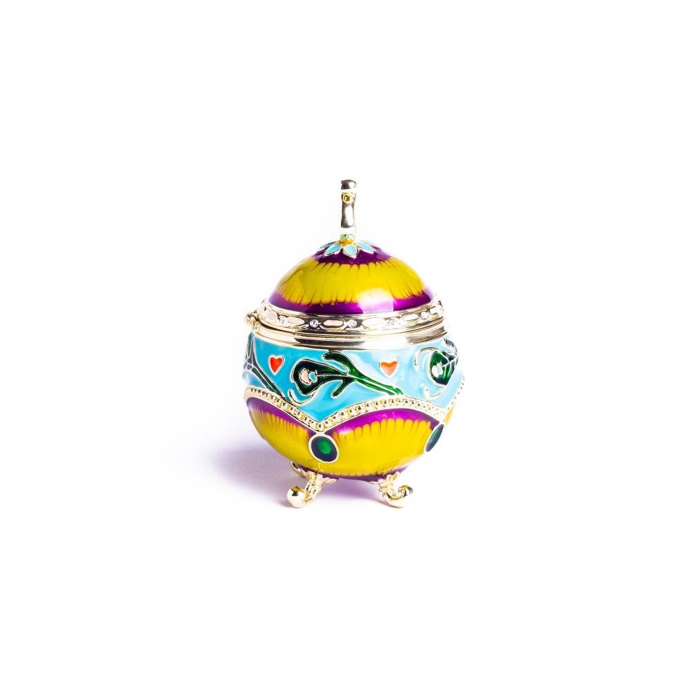 Keren Kopal Colorful Decorated Faberge Egg with Peacock Surprise