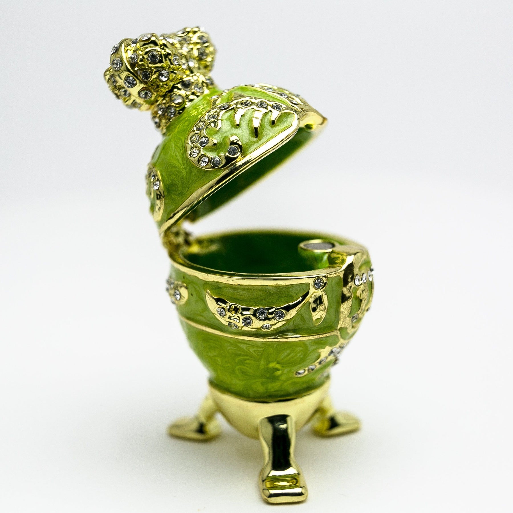 Green Faberge Egg with Heart on Top Easter Egg Keren Kopal