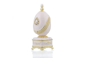 White Faberge Egg with Pearl Easter Egg Keren Kopal