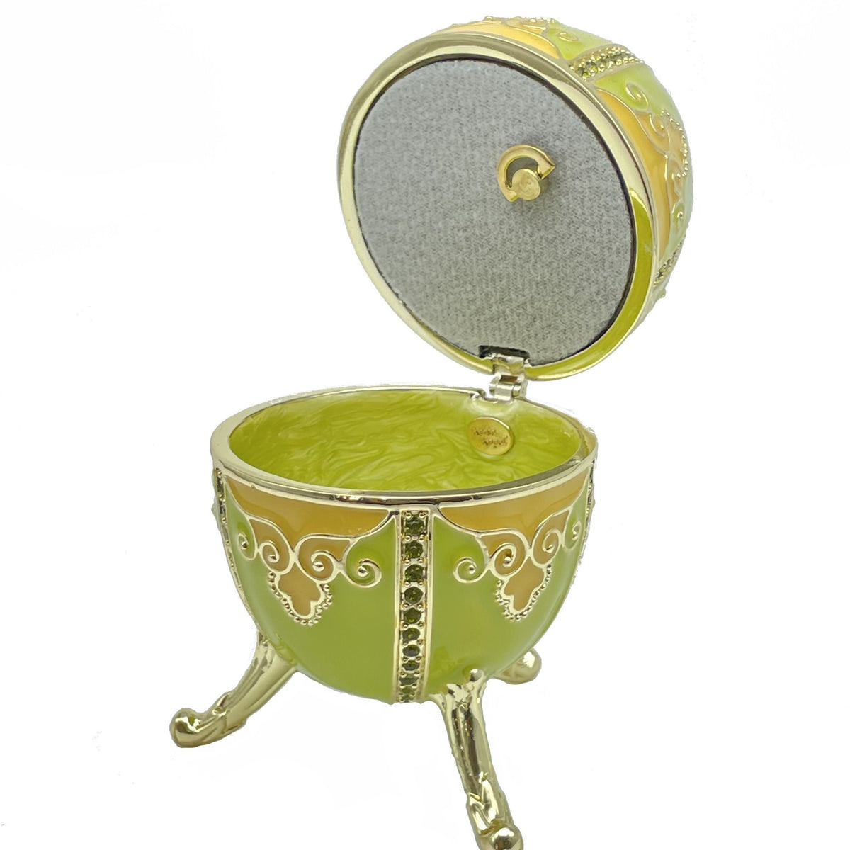 Copy of Green Faberge Egg Music Playing Decorated with Flowers Faberge Egg Keren Kopal