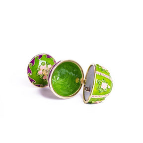 Green Faberge Egg Music Playing Decorated with Flowers Faberge Egg Keren Kopal