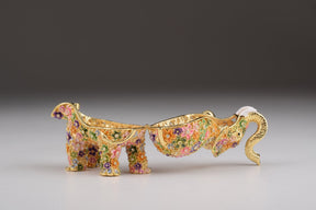 Keren Kopal Gold Elephant with Colorful Flowers Trinket Box